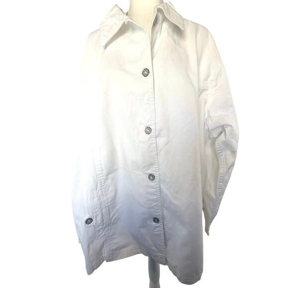 Jacket Tudor court size 4x women's White denim  2 big pockets dirty spots - Picture 1 of 16